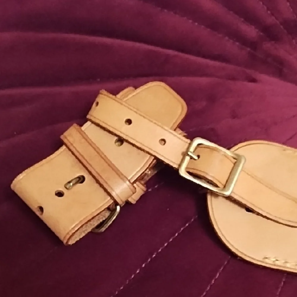 Louis Vuitton Tan Leather Travel Luggage Tag & Poinet Handle